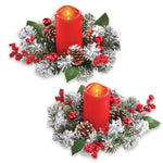 Frosted Pine Candle Rings Flameless Candles