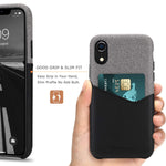 Tasikar Compatible With Iphone Xr Case Card Holder Slot Wallet Case Premium Leather And Fabric Design Compatible With Iphone Xr Black