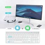 Iclever Wireless Keyboard Gka22S Rechargeable White Keyboard With Number Pad Full Size Stainless Steel Keyboard Wireless 2 4G Stable Connection Wireless Keyboard For Mac Os And Windows Silver