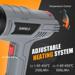 Heat Gun Variable Temperature Settings With 4 Nozzels