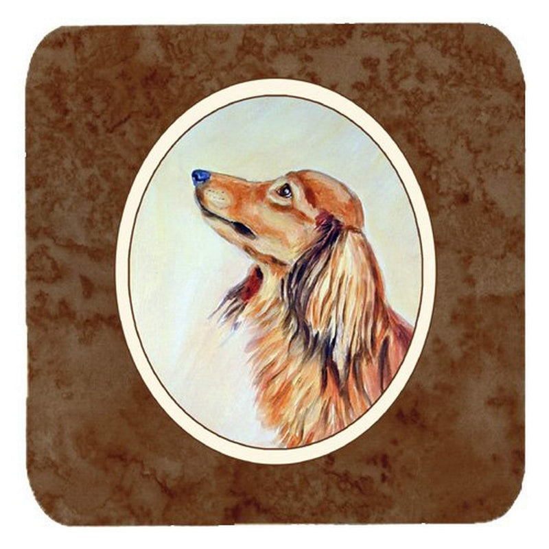 Carolines Treasures Long Haired Red Dachshund Foam Coasters Set Of 4 3 5 Multicolor