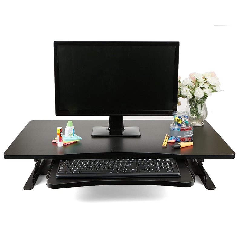 Mind Reader Sdpatent Blk Home Office Standing Desk With Keyboard Storage Black