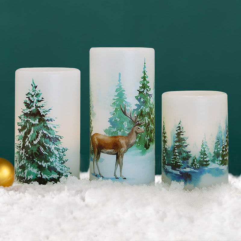 Real Wax Electric Led Pillar Candles For Xmas Decoration