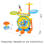 2 In 1 Children Musical Instrument Boy Girl Electronic Rock Roll Jazz Drum Kit Set With Piano Keyboard And Microphone And Stool