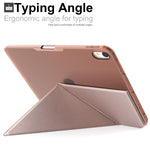 Khomo Horizontal And Vertical Display Stand Capable Cover For Ipad Pro 12 9 Inch Case 3Rd Generation Released 2018 Dual Origami Series See Through Back Rose Gold