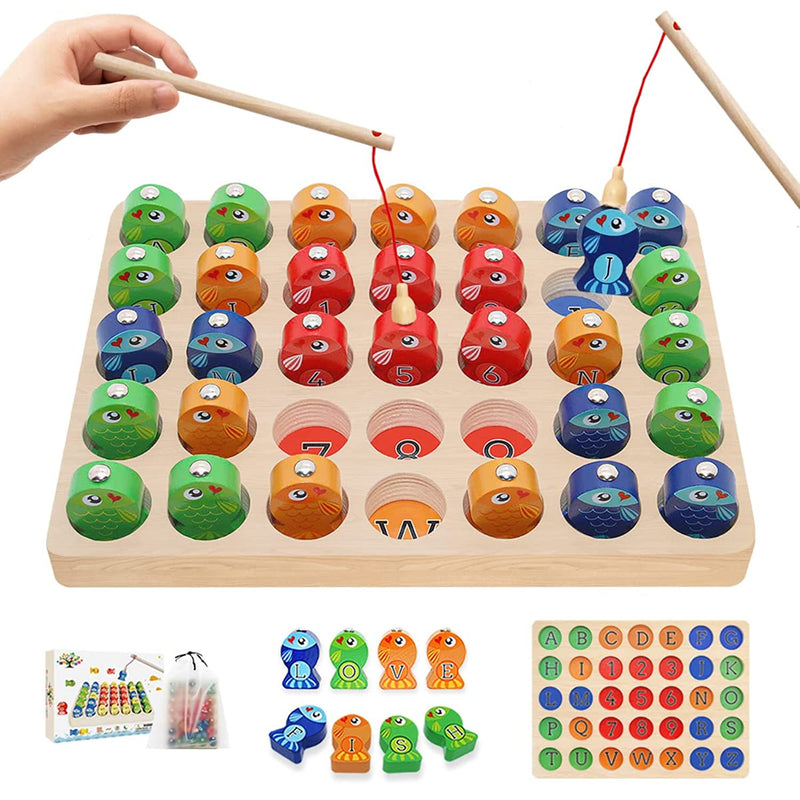 Toddler Learning Educational Toys For 2 3 4 5 Year Old Boys Girls Wooden Magnetic Fishing Kids Toys Games Letters Abc Numbers Alphabet Puzzle Montessori Toys For Ages 2 Stem Preschool Education Gifts