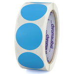 ChromaLabel 1-1/2 Inch Round Removable Color-Code Dot Stickers, Inventory Labels, 500/Roll, Light Blue