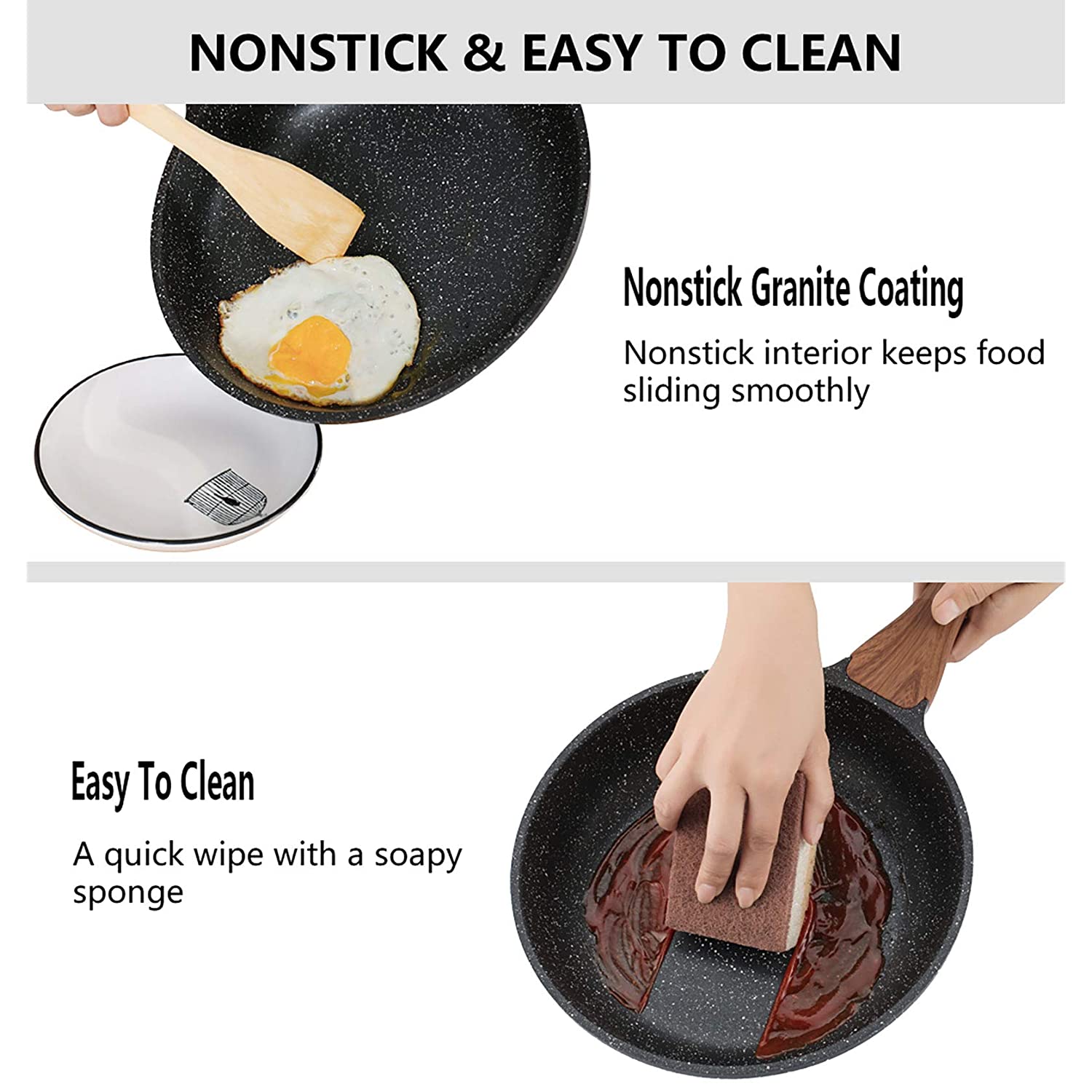ESLITE LIFE 9.5 Inch Nonstick Grill Pan for Stove Tops Induction