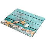 Smooffly Gaming Mouse Pad Custom Pretty Turquoise Blue Nautical Background Decorated With Draped Fishing Net And Starfish On Painted Rustic Wooden Boards Mouse Pad