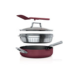 Steamer Strainer Basket With Glass Lid Integrated Spatula
