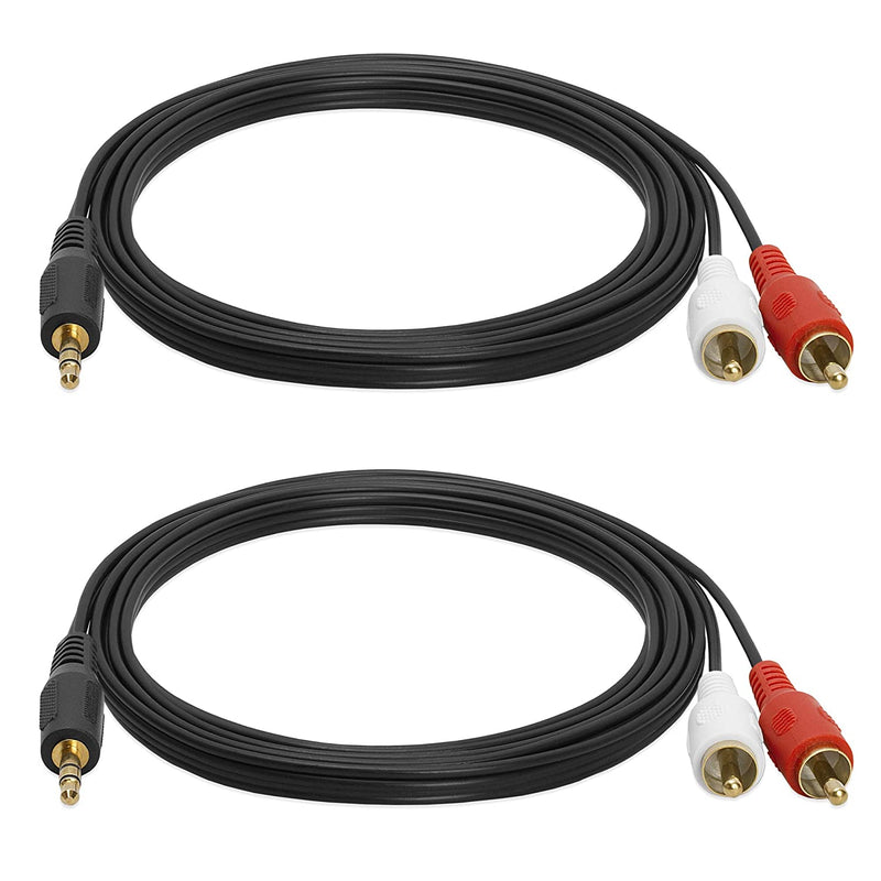 3 5Mm Stereo Male To Dual Rca Male Y Cable 12 Ft Pack Of 2
