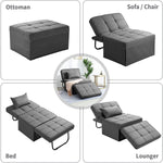 Modern Convertible Chair Adjustable Backrest Sleeper Couch Bed For Living Room