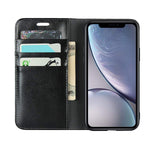 Iphone Xr Case Genuine Leather Wallet Card Holder Case Flip Shockproof Cover For Iphone Xr Black