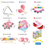 Musical Instruments For Toddlers Music Set For Birthday Gifts Baby Girl Toys Infant Wood Xylophone Tambourine For Maracas Egg Shaker For Kids