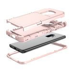 Sumsung Galaxy S9 Case Galaxy S9 Case Shockproof Heavy Duty Protective Hybrid Cover With Card Slot Holder And Opened Back Mirror Kickstand Case For Samsung Rose_Gold