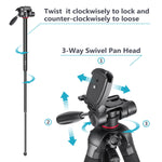 Neewer Portable 70 Inches 177 Centimeters Aluminum Alloy Camera Tripod Monopod With 3 Way Swivel Pan Head Bag For Dslr Camera Dv Video Camcorder Load Up To 8 8 Pounds 4 Kilograms Redsab264