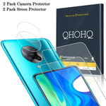 Qhohq 2 Pack Screen Protector For Xiaomi Poco F2 Pro Redmi K30 Pro With 2 Packs Camera Lens Protector Tempered Glass Film 9H Hardness Hd Anti Scratch