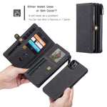 Iphone 11 Case Vintage Matte Pu Leather Zipper Wallet Case 2 In 1 Magnetic Detachable Card Slots Money Pocket Clutch Cover For Iphone 11 6 1 Inch Black