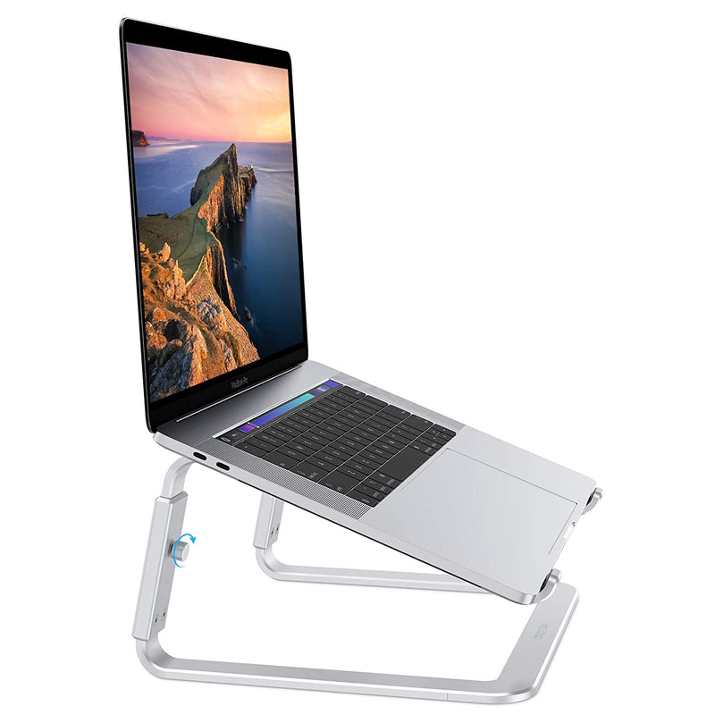 Omoton Adjustable Laptop Stand For Desk Upgrade Version 3 Level Height Laptop Holder Riser Detachable Sturdy Aluminum Notebook Stand For Macbook Pro And All 11 16 Inches Laptops Silver