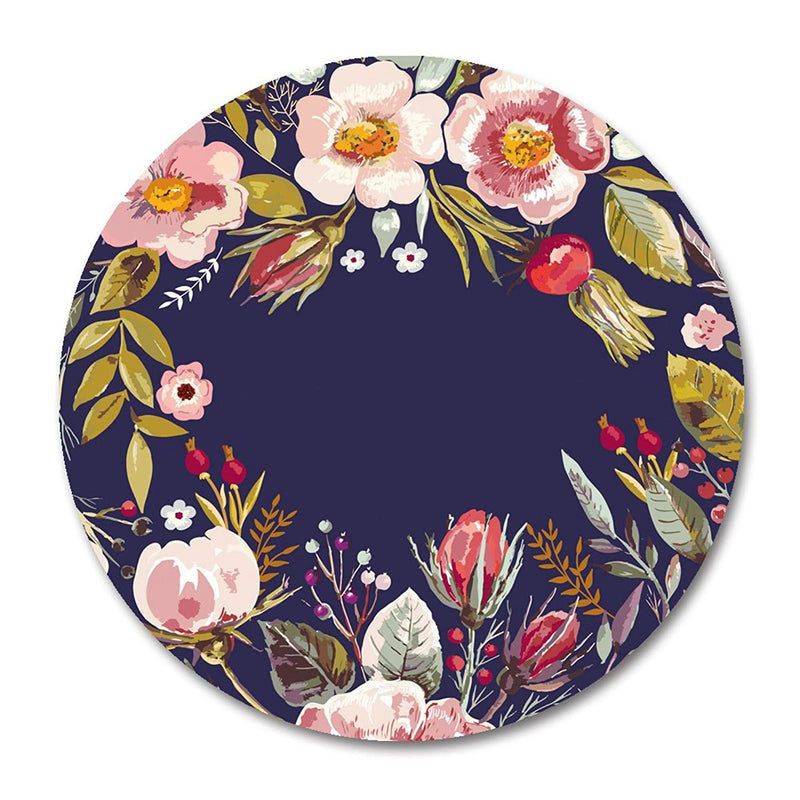 Natural Rubber Mousepad By Smooffly Vintage Background With Hand Drawn Floral Wreath Mousepad Round Non Slip Rubber Mouse Pad Gaming Mouse Pad