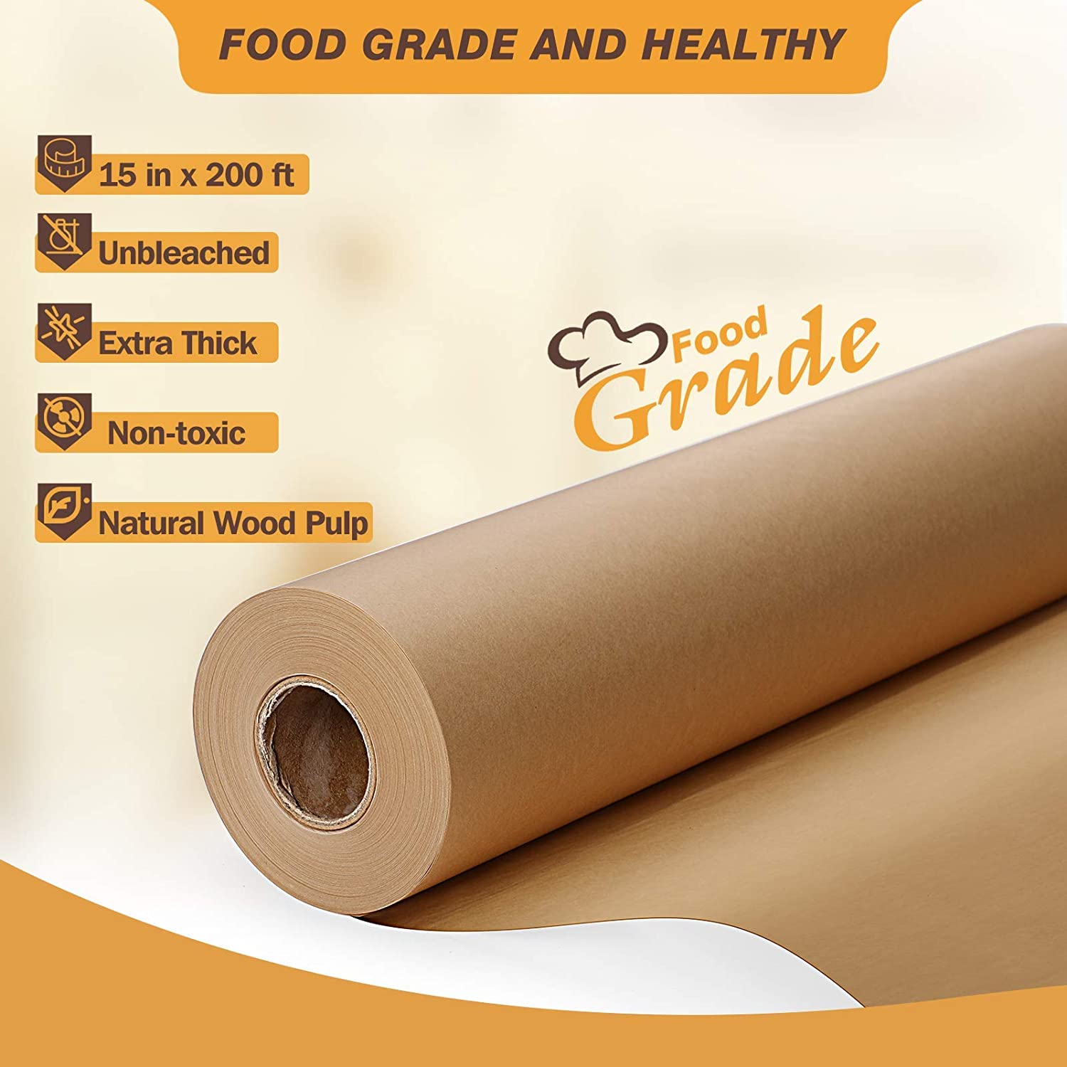 200 Sheet Non-Stick Food Grade Unbleached Parchment Paper For