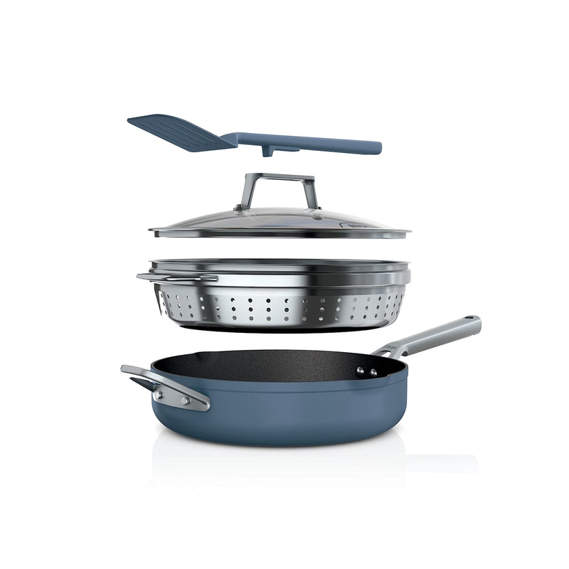 Steamer Strainer Basket With Glass Lid Integrated Spatula