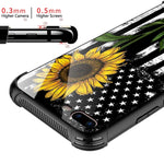 Iphone 8 Plus Case 9H Tempered Glass Sunflower And Flag Iphone 7 Plus Cases For Girls Anti Scratch Fashion Cute Pattern Design Cover Case For Iphone 7 8 Plus 5 5 Inch Sunflower Flag