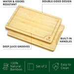 Wood Cutting Board Set Bamboo Cutting Board With Juice Groove Kitchen Chopping Board For Meat Butcher Block Cheese And Vegetables Heavy Duty Serving Tray W Handles 2