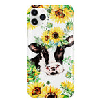 Beautiful Sunflower With Cow Cute Phone Case For Apple Iphone Glass Case With Unique Fashion Printed Design Slim Fit Anti Scratch Shock Proof Case Cover Compatible For Iphone Xs Max