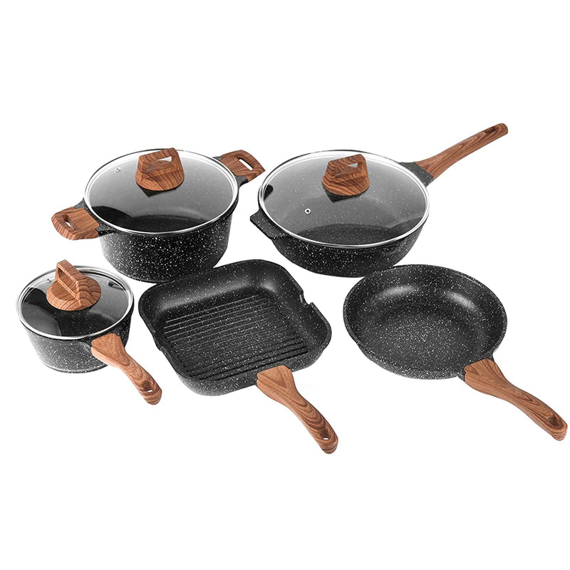 Nonstick Granite Cookware 8 Pcs Pots and Pans Set Stone Kitchen