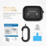 Mobosi Net Series Silicone Airpods Pro Case Cover For Airpods Pro Full Body Rugged Shock Absorbing Protective Carabiner Compatible With Airpod Pro Wireless Charging Black Front Led Visible