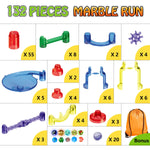 Marble Run 132Pcs Marble Maze Game Building Toy For Kid Marble Track Race Set Stem Learning Toy Gift For Boy Girl Age 4 5 6 7 8 9 102 Translucent Marbulous Pcs 30 Glass Marbles