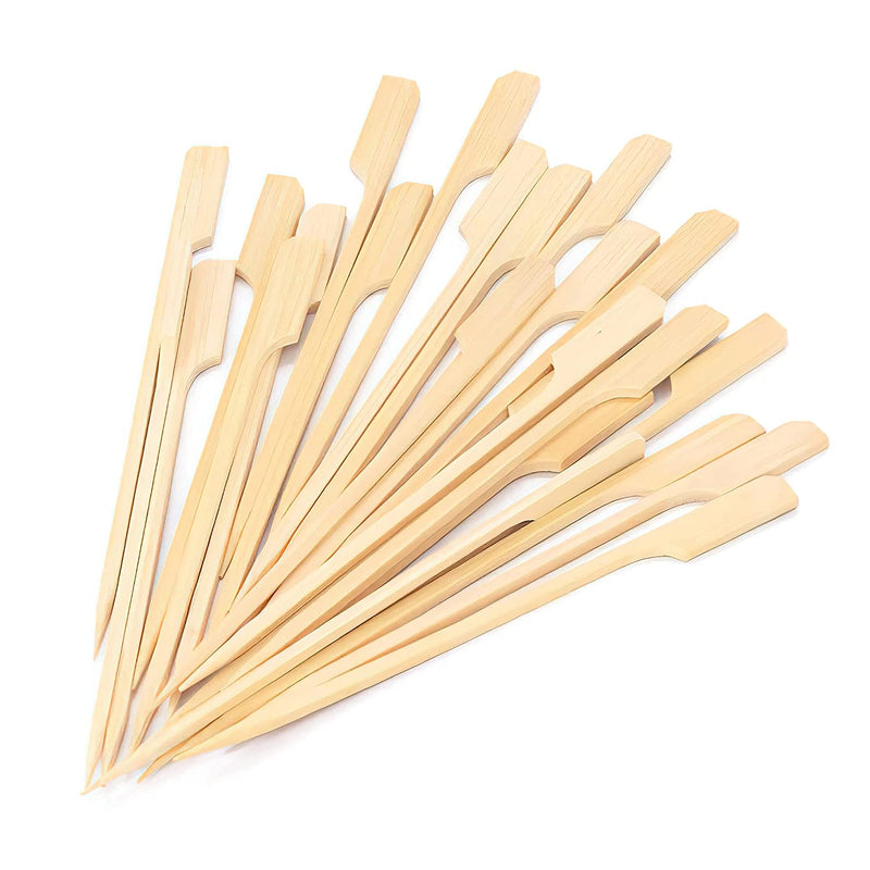 3 5 Inch Bamboo Skewers 100Pcs Food Appetizer Toothpicks Wide Flat Paddle Bamboo Wood Picks For Cocktail Marshmallow Fruit Grilling Drink Bbq Barbecue Yakitori Chicken Fondue Roasting