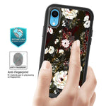 Iphone Xr Case With Roses Design Apple Iphone Xr Phone Case Hybrid Dual Layer Armor Protective Cover Flexible Sturdy Anti Scratch Shockproof Cute Case For Women And Girls Flowers Black