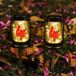 Mason Jar Lights With Red Bird Santa Claus Decor