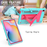 Heavy Duty Case For Samsung Galaxy Tab S6 Lite Shockproof Rugged Hybrid Protective Kickstand Cover Case With Pen Holder For 2020 Galaxy Tab S6 Lite 10 4 Sm P610 P615 Teal Pink