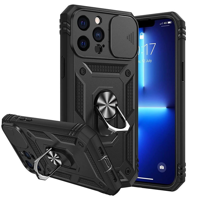 Goton Armor Case For Iphone 13 Pro Max Stand Case With Slide Camera Cover Kickstand Military Grade Shockproof Heavy Duty Protective With Magnetic Car Mount Holder For Iphone 13 Pro Max 6 7
