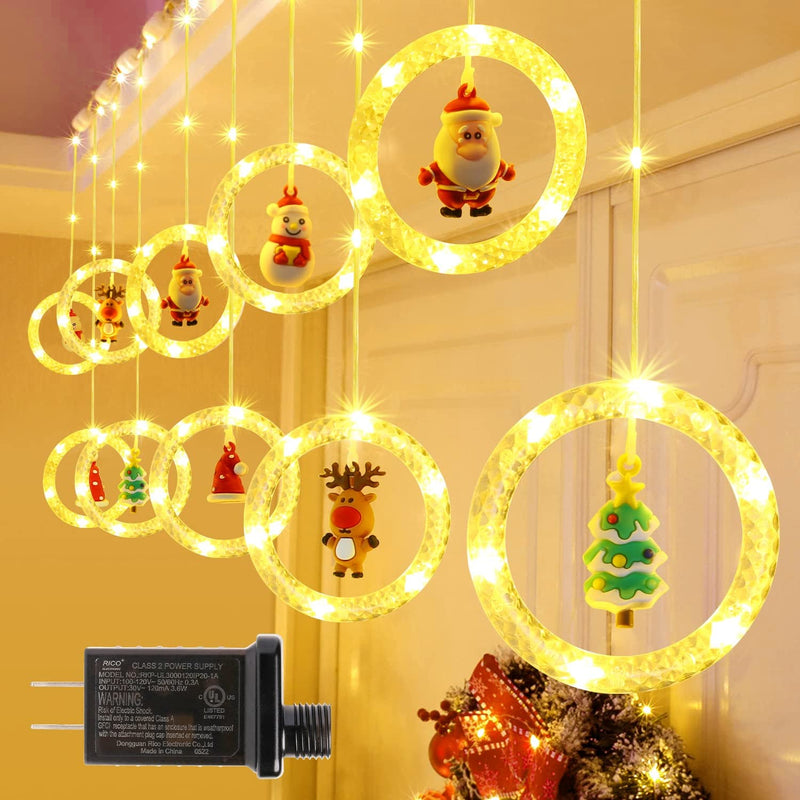Christmas Window Ring String Lights With Ornament Toys
