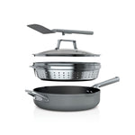 Steamer Strainer Basket With Glass Lid Integrated Spatula