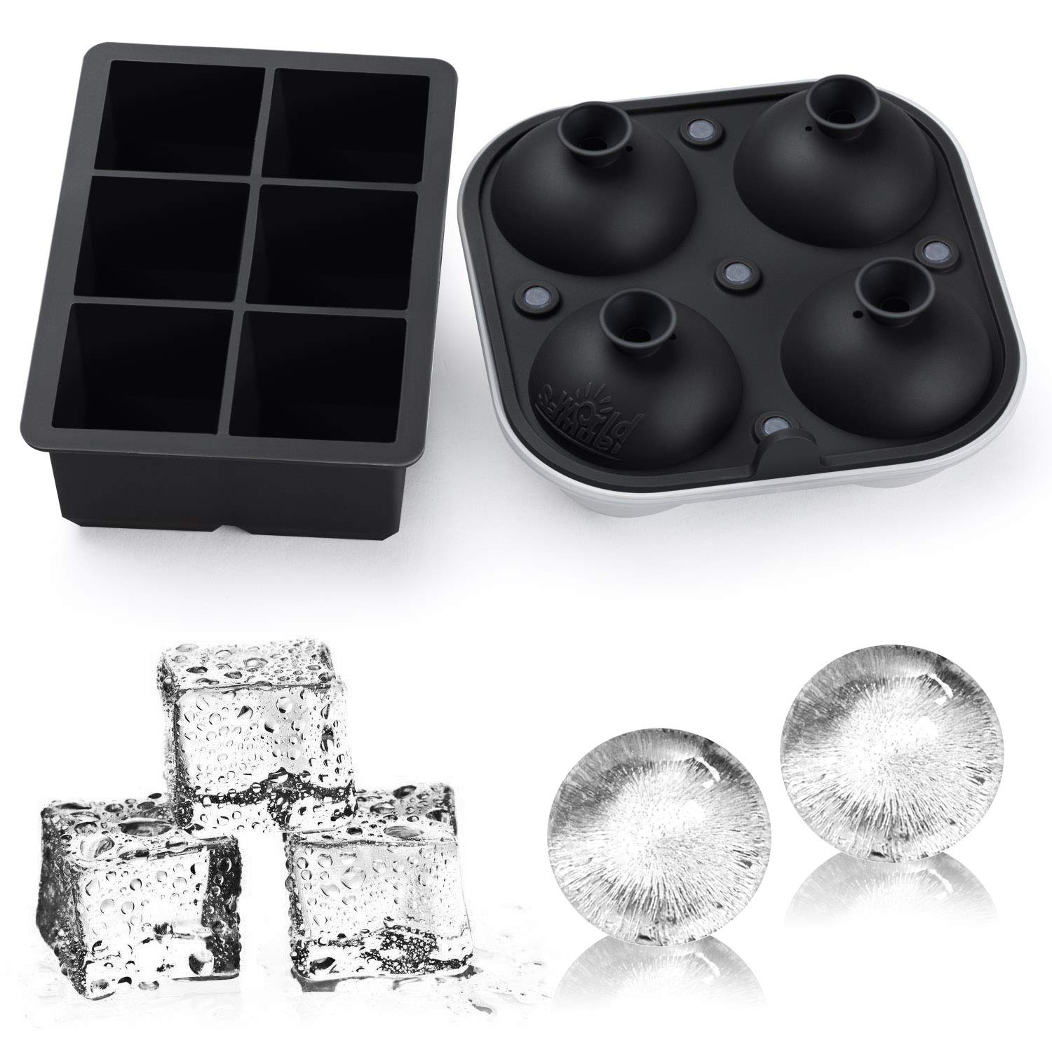 Cocktail Cubes - Extra Large Silicone Ice Cube Trays - 2.5 Inches