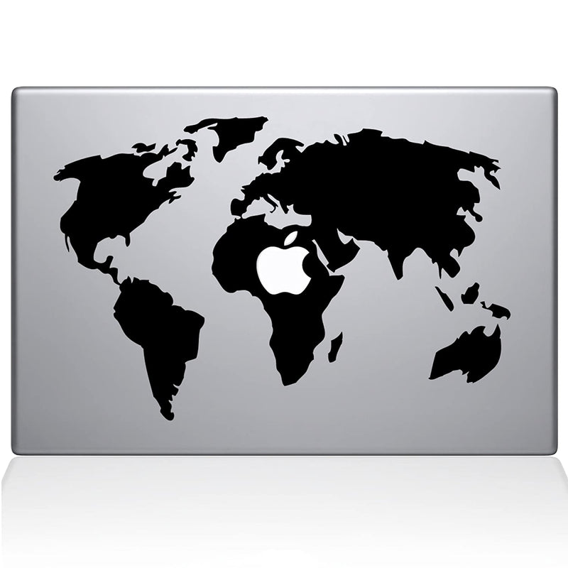The Decal Guru World Map Macbook Decal Vinyl Sticker 13 Macbook Air Black 0194 Mac 13A Bla