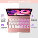 Ipad Pro 11 Case 2020 With Keyboard 10 Color Backlight 360 Rotable Wireless Keyboard Case For Ipad Pro 11 2020 2Nd Gen 2018 1St Gen 7 Modes Slim Protective Cover With Apple Pencil Holder Rose