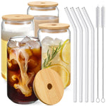 Drinking Glasses With Bamboo Lids And Glass Straw