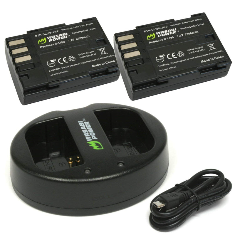 Wasabi Power Battery 2 Pack And Dual Usb Charger For Pentax D Li90 And Pentax 645D 645Z K 01 K 3 K 5 K 5 Ii K 5 Iis K 7