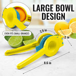 Metal 2 In 1 Lemon Lime Squeezer Hand Juicer Lemon Squeezer Max Extraction Manual Citrus Juicer Vibrant Yellow And Blue Atoll