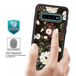 Galaxy S10 Case With Roses Design Samsung S10 Phone Case Hybrid Triple Layer Armor Protective Cover Flexible Sturdy Anti Scratch Shockproof Cute Case For Women And Girls Flowers Black