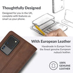 Snakehive Vintage Wallet For Samsung Galaxy S20 Ultra Real Leather Wallet Phone Case Genuine Leather With Viewing Stand 3 Card Holder Flip Folio Cover With Card Slot Brown