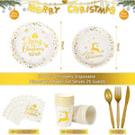 New Years Eve Special 175 Pcs Dinnerware Foil Dot Paper Plates Set Of Disposable Plates Napkins Cups