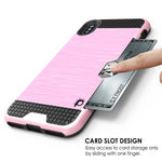 Iphone X Case Slot Series Slim Fit Universal Armor Cover W Integrated Anti Shock System Credit Card Slot Tempered Glass Screen Protector For Apple Iphone 10 Pink