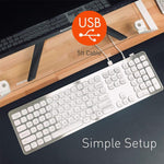 Slim Wired Keyboard For Laptop Or Desktop Plug And Play Usb Keyboard With Usb Port X2 Convenient Full Size 110 Key Layout With 17 Shortcuts Designed For Windows Pc